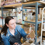 Meghan Downs at work in the YAS ceramics starter studio at Manor Oaks in Sheffield 2017